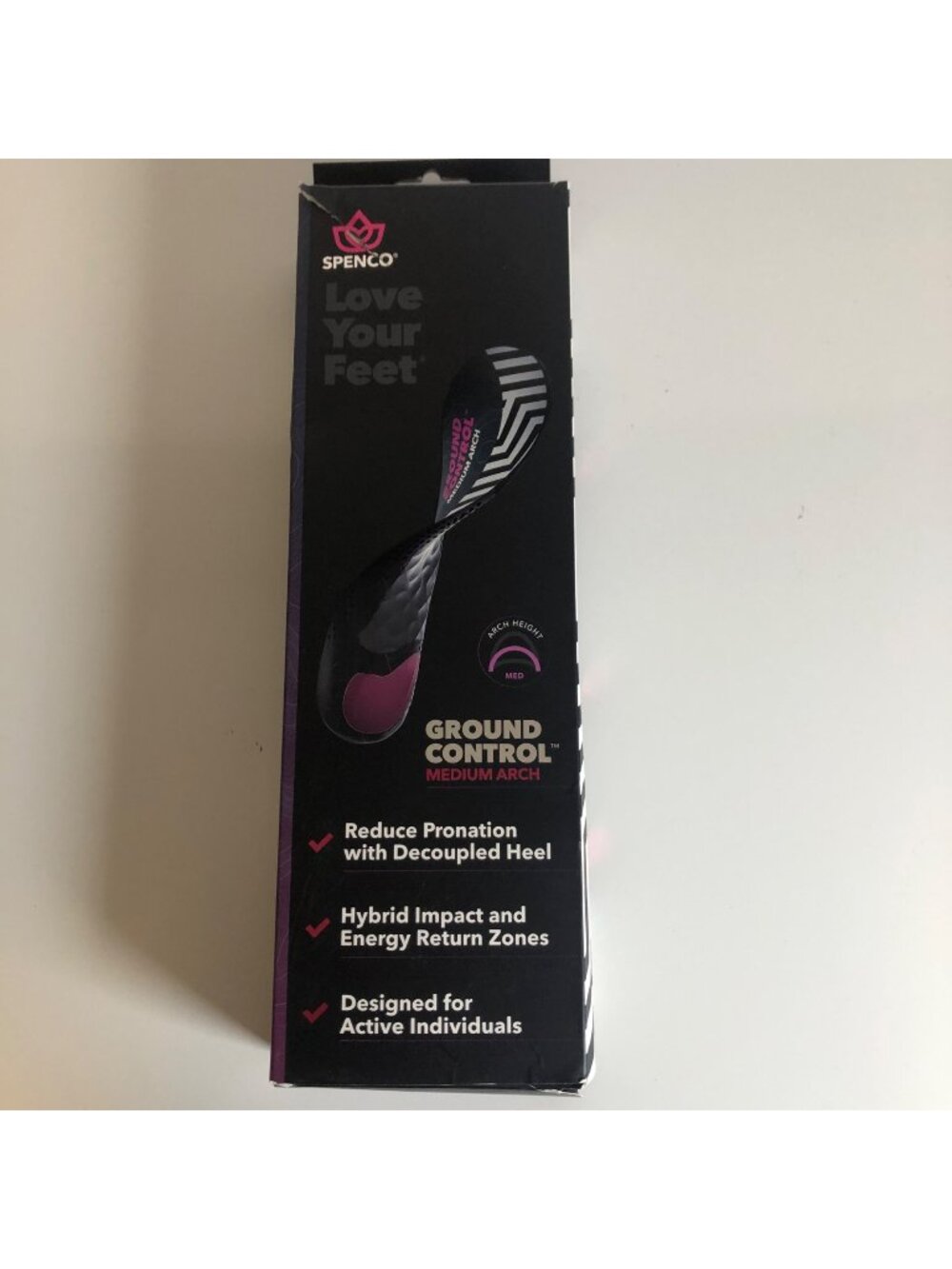 Spenco Ground Control Medium Arch Shoe Insoles Size S Womens 7-8 Mens 6-7 NEW